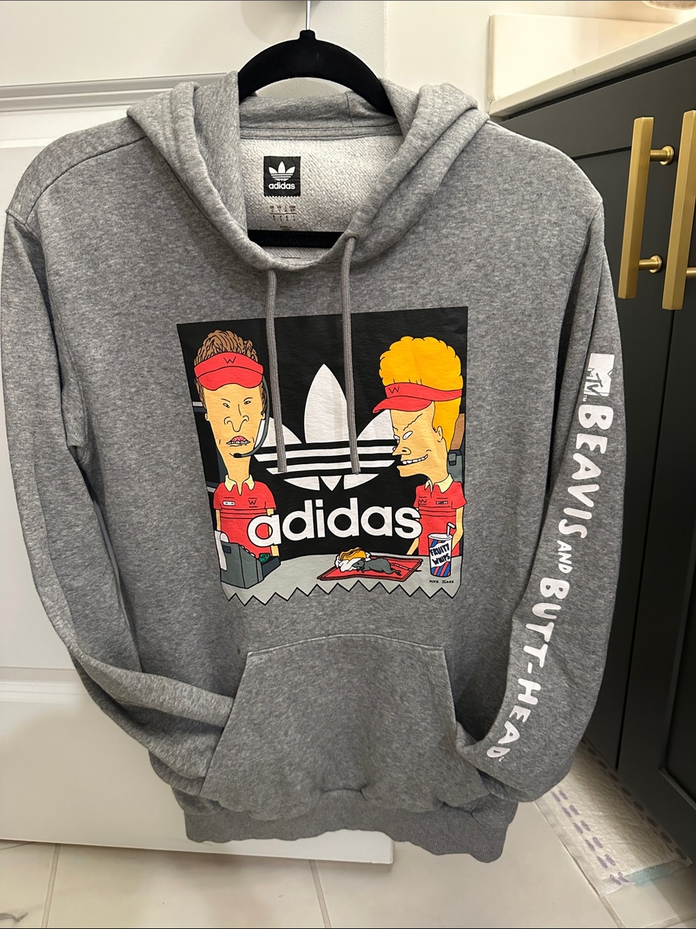 adidas Gray Beavis and Butt-Head Graphic Pullover Hoodie